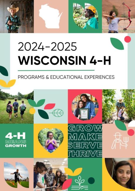 Squares with youth participating in different activities. Title: 2014-2025 Wisconsin 4-H Programs and Educational Experiences.