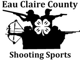 Logo of with, starting lower left and going clockwise, a girl shooting bow, a boy shooting a shotgun, a boy shooting a pistol, and a boy shooting a rifle.