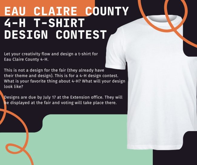 Eau Claire County T-shirt contest. Picture of a white t-shirt and words from the text box.